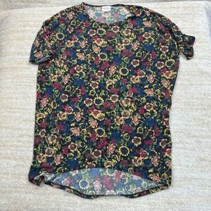 LulaRoe XS Women's Floral Short Sleeve Top 95 Polyester‎ 5 Spandex Multicolor